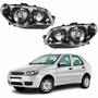 Par de Farol Fiat Palio G3 2003 Até 2014 Original Arteb Máscara Cromada Com Aro Negro Foco Duplo