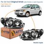 Par de Farol Fiat Palio G3 2003 Até 2014 Original Arteb Máscara Cromada Com Aro Negro Foco Duplo