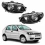 Par de Farol Fiat Palio G3 2003 Até 2014 Original Arteb Máscara Negra Canhão Preto Foco Duplo