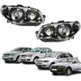 Par de Farol Fiat Palio G3 2003 Até 2014 Siena Strada Weekend G3 2003 Até 2012 Original Arteb Máscara Cromada Com Aro Negro Foco Duplo