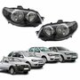 Par de Farol Fiat Palio G3 2003 Até 2014 Siena Strada Weekend G3 2003 Até 2012 Original Arteb Máscara Negra Com Aro Cromado Foco Duplo