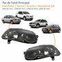 Par de Farol Fiat Palio Siena Strada Weekend G4 2008 Até 2016 Foco Duplo Máscara Negra com Anel Preto