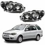 Par de Farol Fiat Palio Weekend G3 2003 Até 2012 Original Arteb Máscara Cromada Com Aro Negro Foco Duplo
