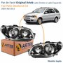 Par de Farol Fiat Palio Weekend G3 2003 Até 2012 Original Arteb Máscara Cromada Com Aro Negro Foco Duplo