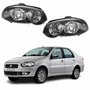 Par de Farol Fiat Siena 2008 Até 2012 Original Arteb Foco Duplo Máscara Negra com Anel Cromado