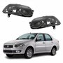 Par Faróis Fiat Siena 2008 2009 2010 2011 2012 Original Foco Duplo Máscara Negra Com Anel Preto