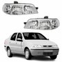 Par de Farol Fiat Siena G2 2001 Até 2007 Original Arteb Foco Duplo Carcaça Preta