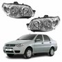 Par de Farol Fiat Siena G3 2003 Até 2012 Original Arteb Máscara Cromada Com Aro Cromado Foco Duplo