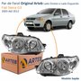 Par de Farol Fiat Siena G3 2003 Até 2012 Original Arteb Máscara Cromada Com Aro Cromado Foco Duplo