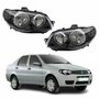 Par de Farol Fiat Siena G3 2003 Até 2012 Original Arteb Máscara Negra Com Aro Cromado Foco Duplo