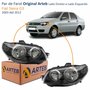 Par de Farol Fiat Siena G3 2003 Até 2012 Original Arteb Máscara Negra Com Aro Cromado Foco Duplo