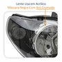Par de Farol Fiat Siena G3 2003 Até 2012 Original Arteb Máscara Negra Com Aro Cromado Foco Duplo