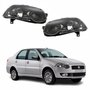 Par de Farol Fiat Siena G4 2008 Até 2012 Foco Duplo Máscara Negra com Anel Preto