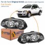 Par de Farol Fiat Strada 2008 Até 2016 Original Arteb Foco Duplo Máscara Negra com Anel Cromado