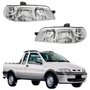 Par de Farol Fiat Strada G2 2002 Até 2007 Original Arteb Foco Duplo Carcaça Preta