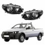 Par de Farol Fiat Strada G3 2003 Até 2012 Original Arteb Máscara Negra Canhão Preto Foco Duplo