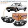 Par de Farol Fiat Strada G3 2003 Até 2012 Original Arteb Máscara Negra Canhão Preto Foco Duplo