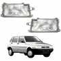 Par de Farol Fiat Uno 1991 Até 2003 Lente De Vidro