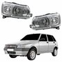 Par de Farol Fiat Uno Fire 2004 Até 2014 Original Arteb Máscara Cromada