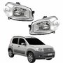 Par de Farol Fiat Uno Way 2010 Até 2014 Original Arteb Máscara Cromada