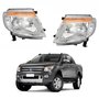 Par de Farol Ford Ranger 2013 Até 2016 Máscara Cromada