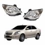 Par de Farol Gm Cobalt 2012 Até 2015 Máscara Cromada