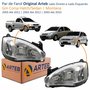 Par de Farol Principal Gm Corsa 2003 Até 2012 Montana 2003 Até 2010 Original Arteb Pisca Raiado Máscara Cromada