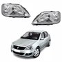 Par de Farol Renault Logan 2007 Até 2010 Máscara Cromada