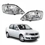 Par de Farol Renault Logan 2011 Até 2014 Máscara Cromada