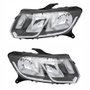 Par de Farol Renault Logan Sandero 2015 até 2019 Máscara Negra Friso Cromado