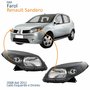 Par Farol Principal Renault Sandero 2008 2009 2010 2011 Máscara Negra