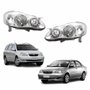 Par de Farol Toyota Corolla Fielder 2003 Até 2008 Máscara Cromada