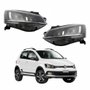 Par de Farol Vw Crossfox 2015 Até 2019 Máscara Negra Friso Cromado
