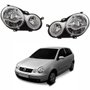 Par de Farol Vw Polo 2003 Até 2006 Foco Duplo Máscara Cromada