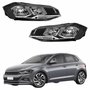 Par de Farol Vw Polo 2018 Até 2022 Máscara Negra Com Friso Cromado
