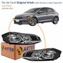 Par de Farol Vw Polo 2018 Até 2022 Original Arteb Máscara Negra Com Friso Cromado