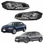 Par de Farol Vw Polo Virtus 2018 Até 2022 Máscara Negra Com Friso Cromado