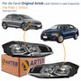 Par de Farol Vw Polo Virtus 2018 Até 2022 Original Arteb Máscara Negra Com Friso Cromado