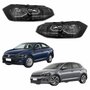 Par de Farol Vw Polo Virtus 2018 Até 2022 Original Arteb Máscara Negra Com Friso Preto