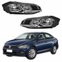 Par de Farol Vw Virtus 2018 Até 2022 Máscara Negra Com Friso Cromado