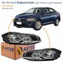 Par de Farol Vw Virtus 2018 Até 2022 Original Arteb Máscara Negra Com Friso Cromado