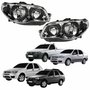 Par Farol Principal Fiat Palio Strada 2004 Até 2014 Siena Weekend 2004 Até 2007 Máscara Cromada Anel Negro