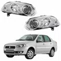 Par Farol Fiat Siena 2008 Até 2012 Máscara Cromada Com Anel Cromado
