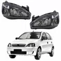 Par Farol GM Corsa Hatch 2003 Até 2012  Foco Duplo Máscara Negra Pisca Liso