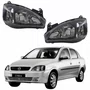 Par Farol GM Corsa Sedan 2003 Até 2012 Foco Duplo Máscara Negra Pisca Liso