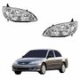 Par Farol Honda Civic 2004 2005 2006 Mascara Cromada Com Pisca Cristal