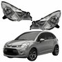 Par Farol Principal Citroen C3 2013 Até 2021 Máscara Cromada