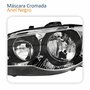 Par Farol Principal Fiat Palio 2004 Até 2014 Máscara Cromada Anel Negro