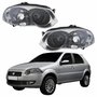 Par Farol Principal Fiat Palio 2008 Até 2012 Máscara Cromada Anel Negro