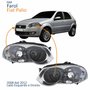Par Farol Principal Fiat Palio 2008 Até 2012 Máscara Cromada Anel Negro